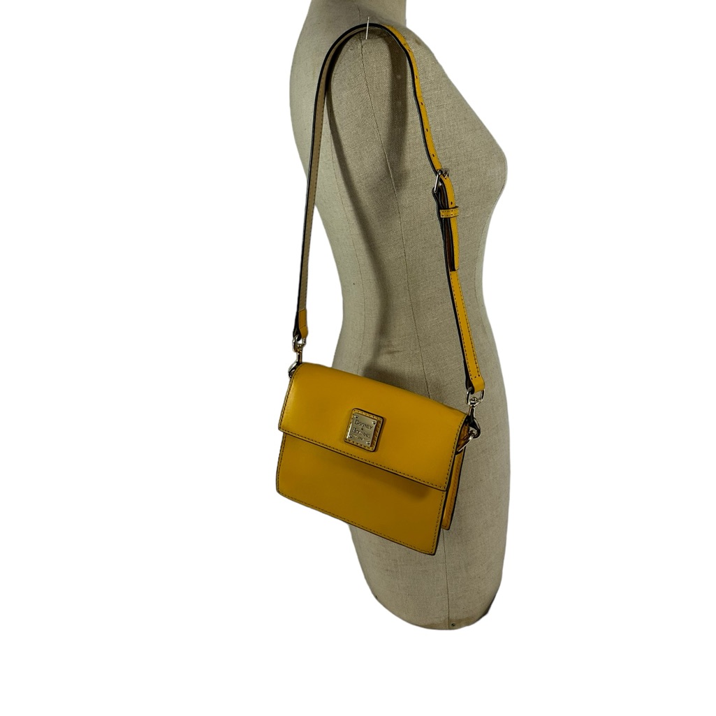 Genuine Dooney & Bourke Beacon Mustard Yellow Mini Leather Crossbody Bag
